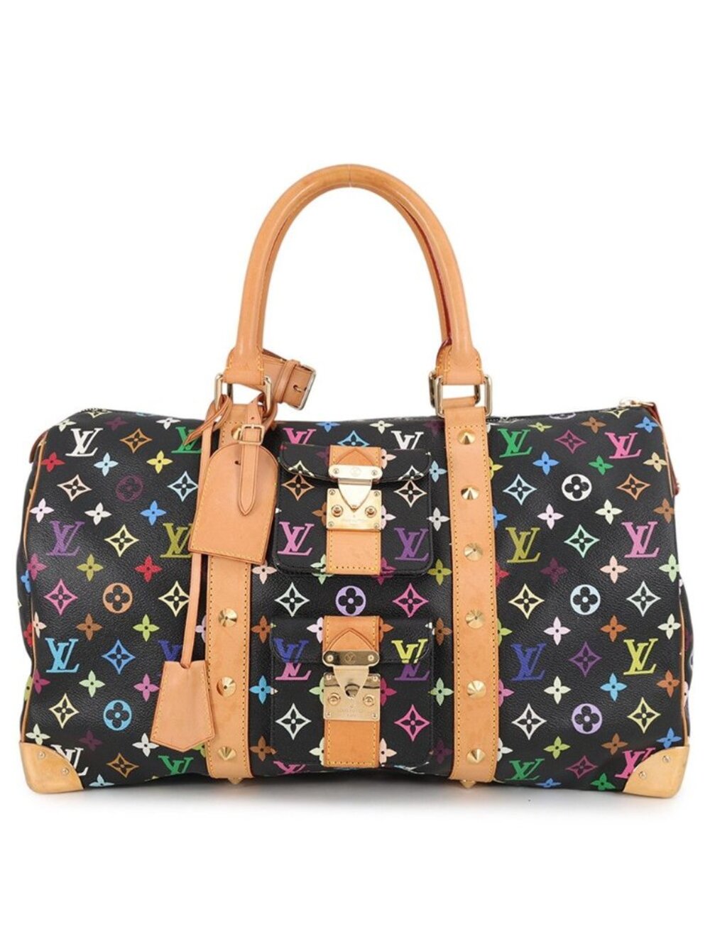 Louis Vuitton Boston Bag Monogram Multicolor Keepall 45 Black